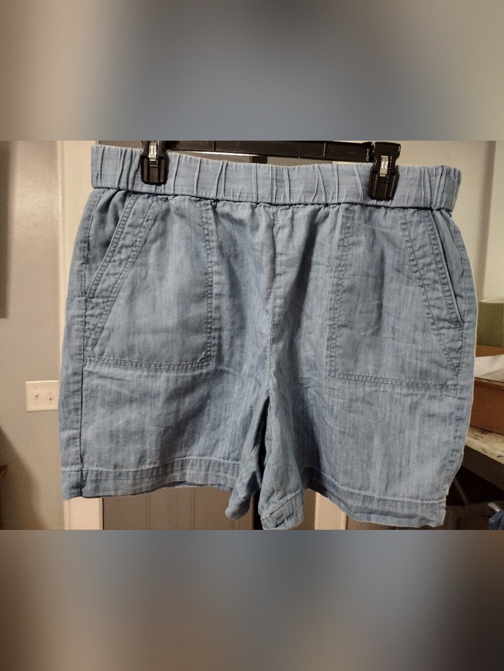 Talbots Pull On Chambray Cotton Shorts